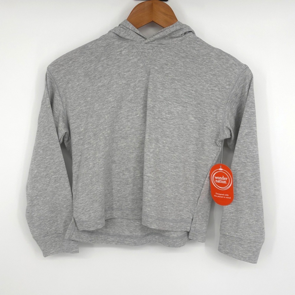 Wonder Nation Hoodie Boys Medium 8 Heather Grey Long Sleeve Relaxed Fit Top NEW